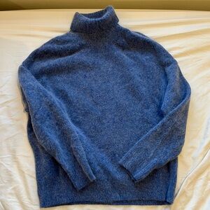 Wool and Angora beautiful blue turtleneck sweater